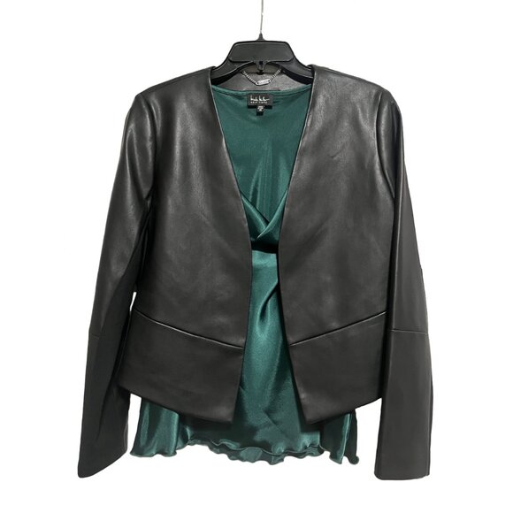 DKNY Mixed Media Faux Leather Jacket, Size 10 - Picture 2 of 7